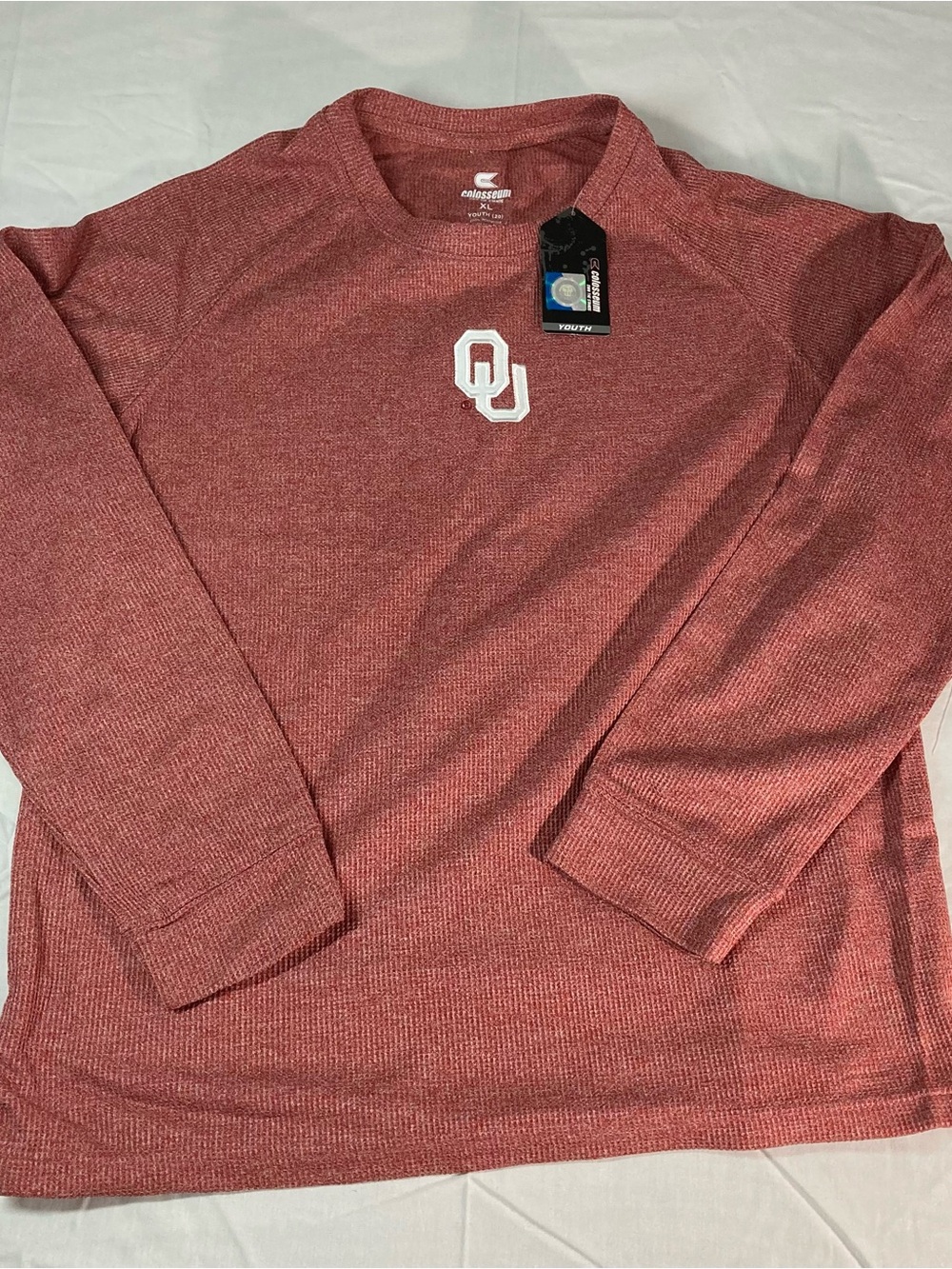 Colosseum Youth Heathered Crimson OU Crewneck Sweatshirt